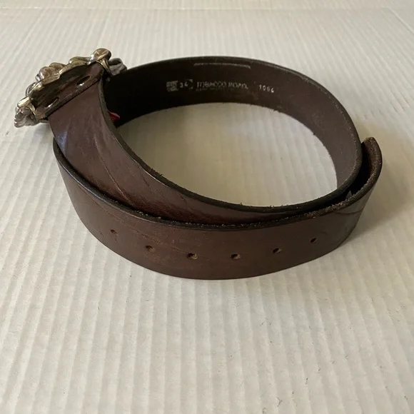 VINTAGE Silver Metal Lion's Head Belt Buckle with Belt Size 34 - Picture 10 of 16